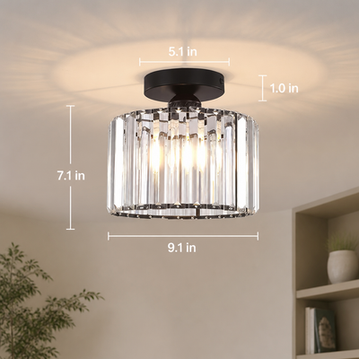 Modern Crystal Semi-Flush Chandelier