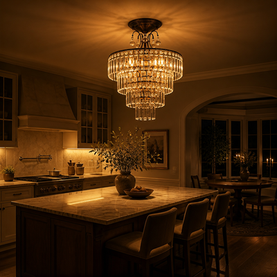 Modern Crystal Semi-Flush Chandelier