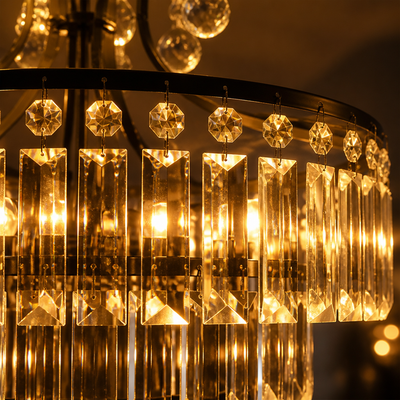 Modern Crystal Semi-Flush Chandelier