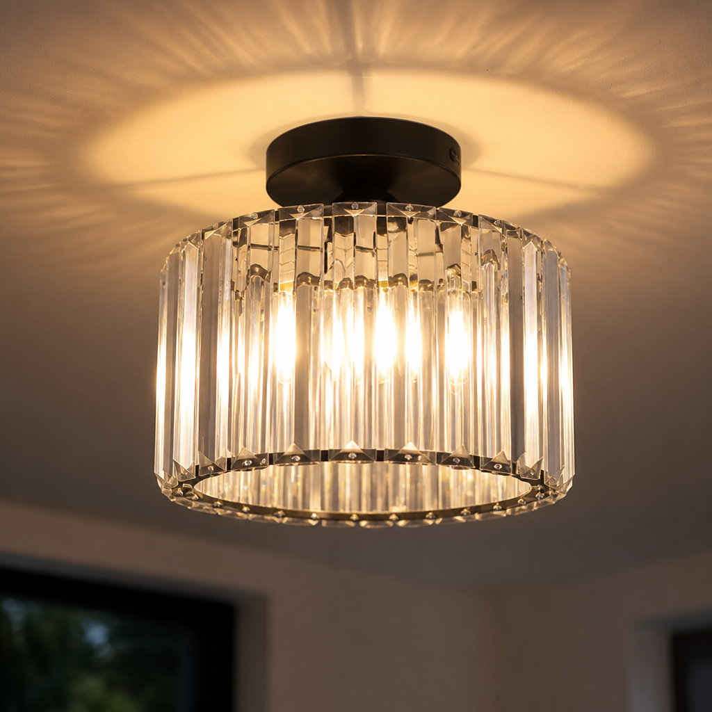 Modern Crystal Semi-Flush Chandelier
