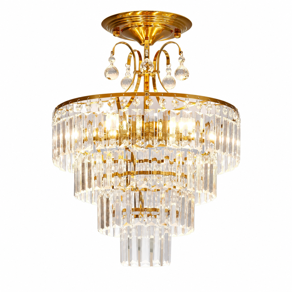 Modern Crystal Semi-Flush Chandelier