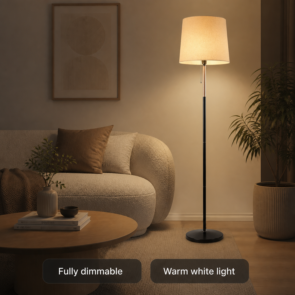 Modern Fabric Pole Floor Lamp