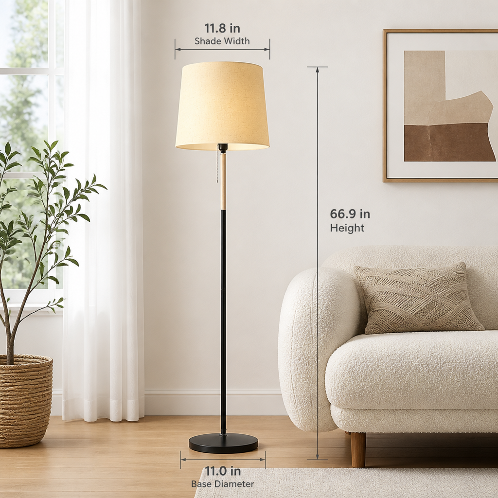 Modern Fabric Pole Floor Lamp