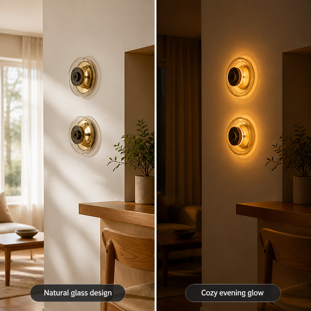 Modern Glass Copper LED Wall Sconce