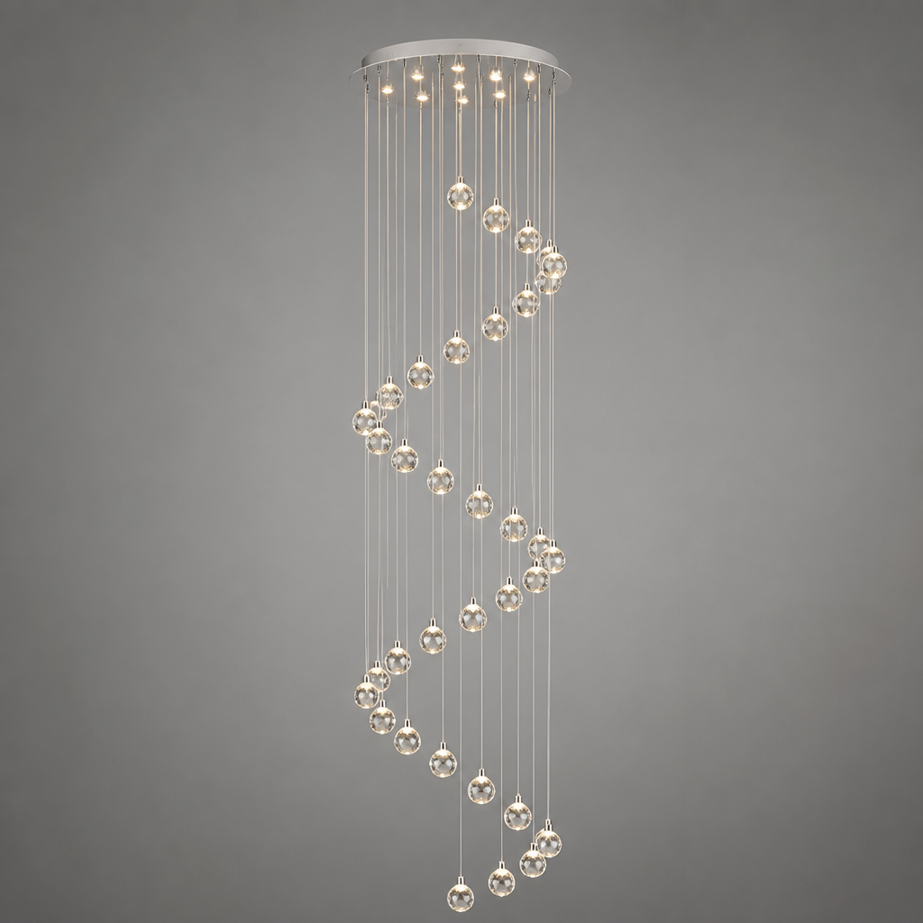 Modern Glass LED Crystal Ball Pendant Light