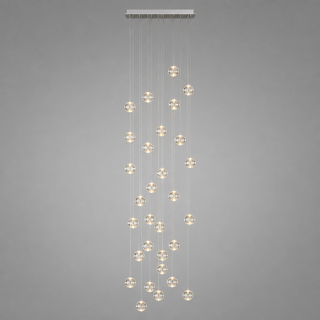 Modern Glass LED Crystal Ball Pendant Light