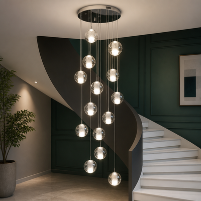 Modern Glass LED Crystal Ball Pendant Light