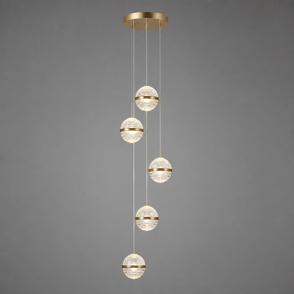 Modern Glass LED Crystal Ball Pendant Light