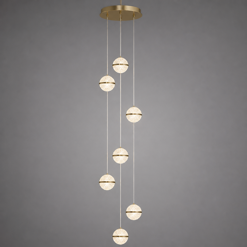 Modern Glass LED Crystal Ball Pendant Light