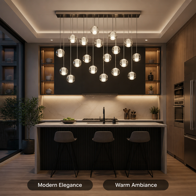 Modern Glass LED Crystal Ball Pendant Light
