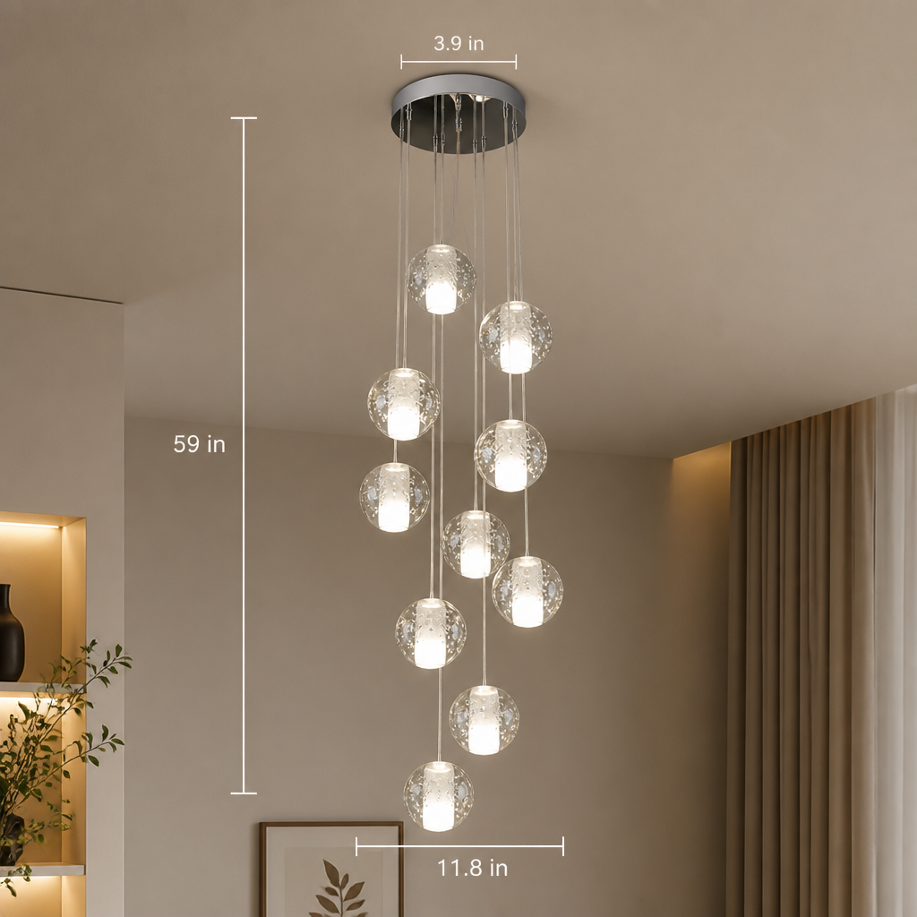 Modern Glass LED Crystal Ball Pendant Light