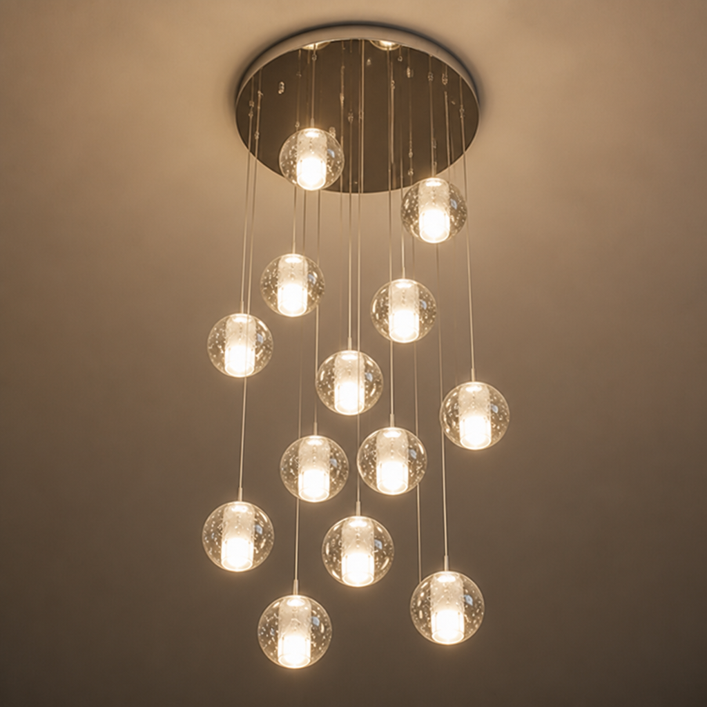 Modern Glass LED Crystal Ball Pendant Light