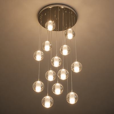 Modern Glass LED Crystal Ball Pendant Light