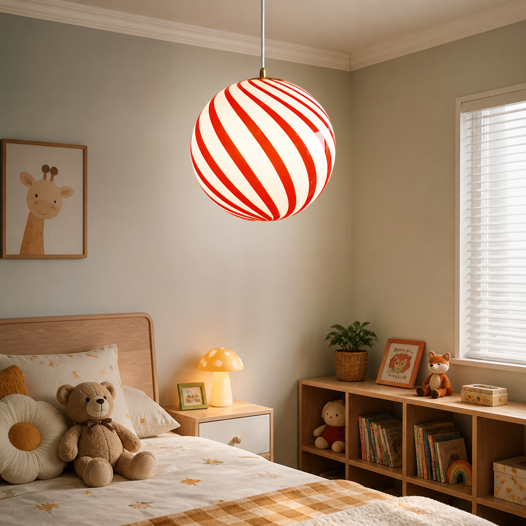 Modern Glass LED Lollipop Ball Pendant Light