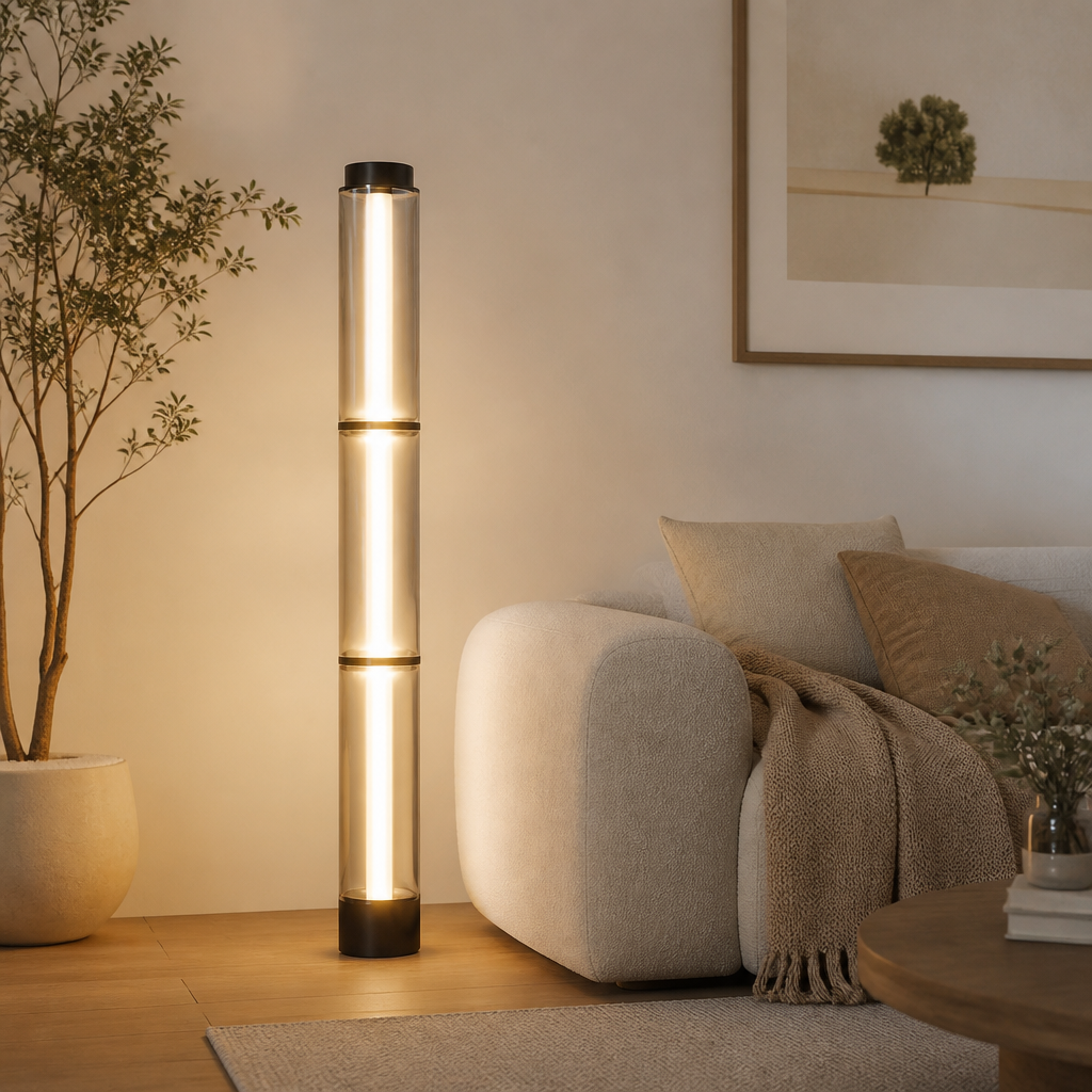 Modern Glass & Metal LED Linear Chandelier