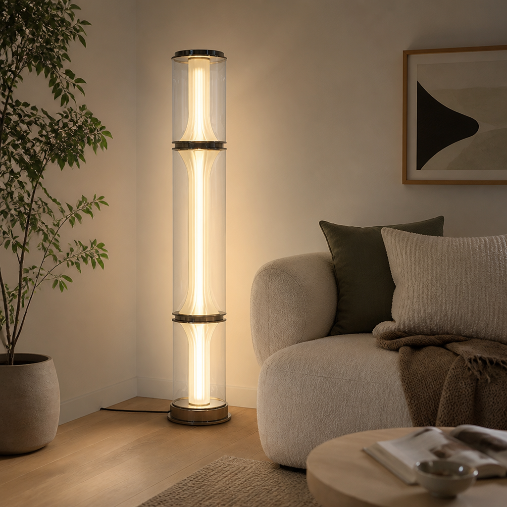 Modern Glass & Metal LED Linear Chandelier