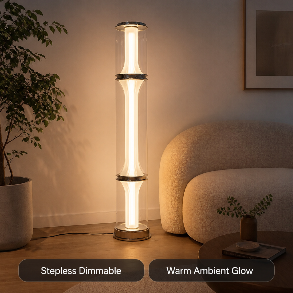 Modern Glass & Metal LED Linear Chandelier