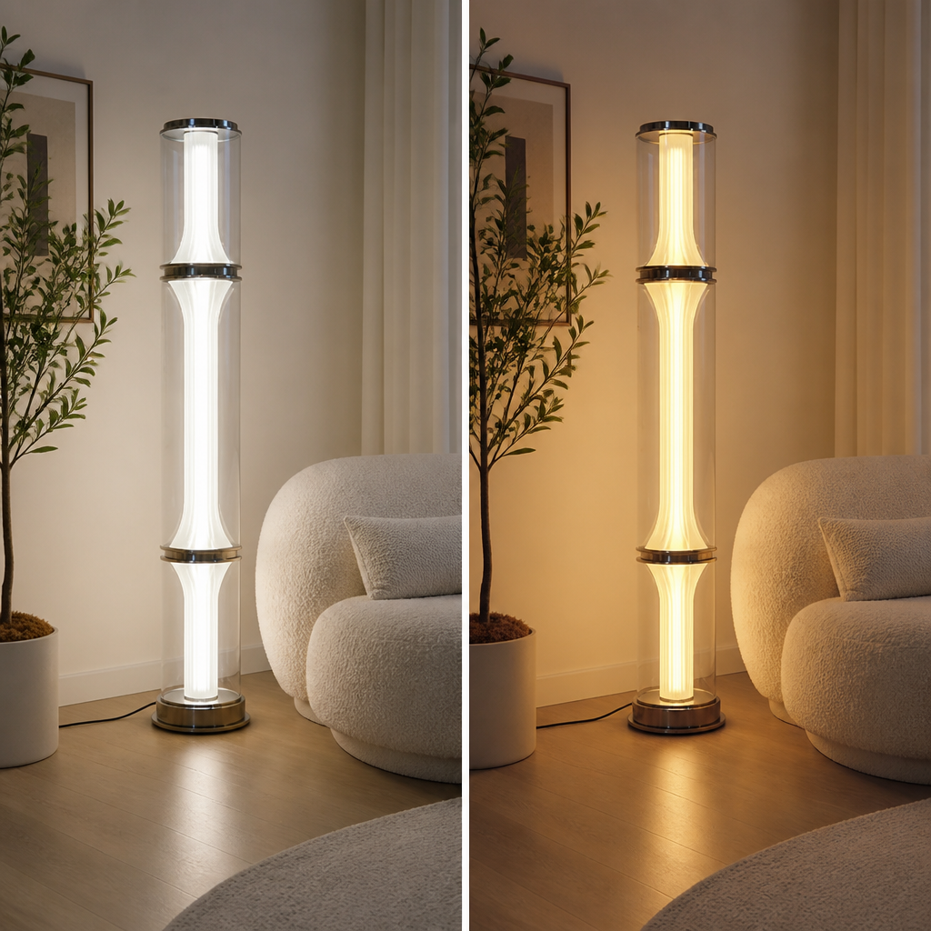 Modern Glass & Metal LED Linear Chandelier