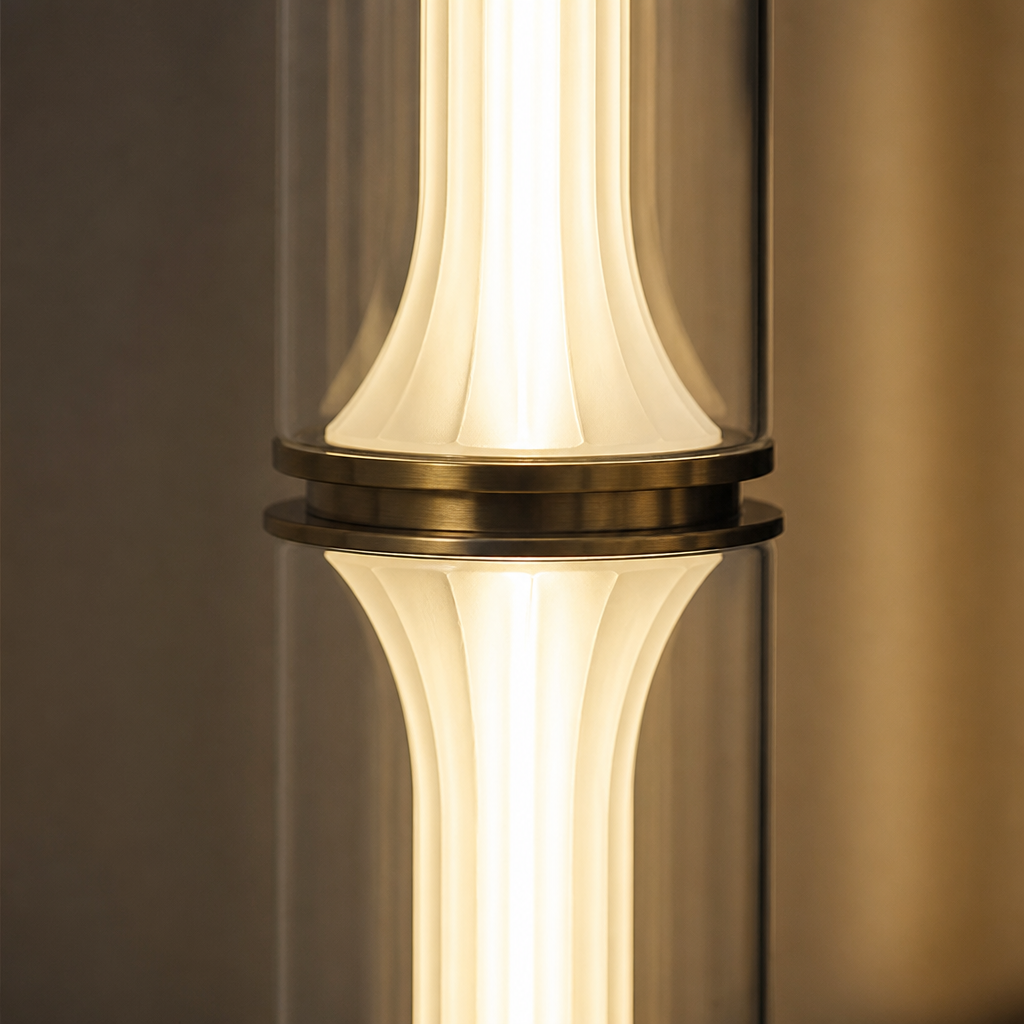 Modern Glass & Metal LED Linear Chandelier