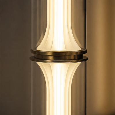 Modern Glass & Metal LED Linear Chandelier