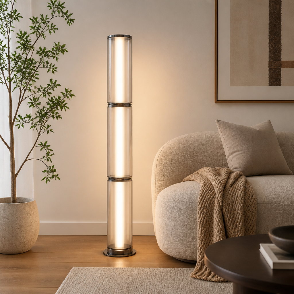 Modern Glass & Metal LED Linear Chandelier