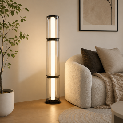 Modern Glass & Metal LED Linear Chandelier