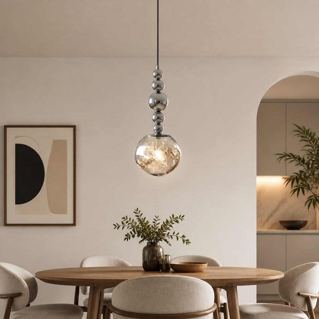 Modern Glass & Metal LED Pendant Light