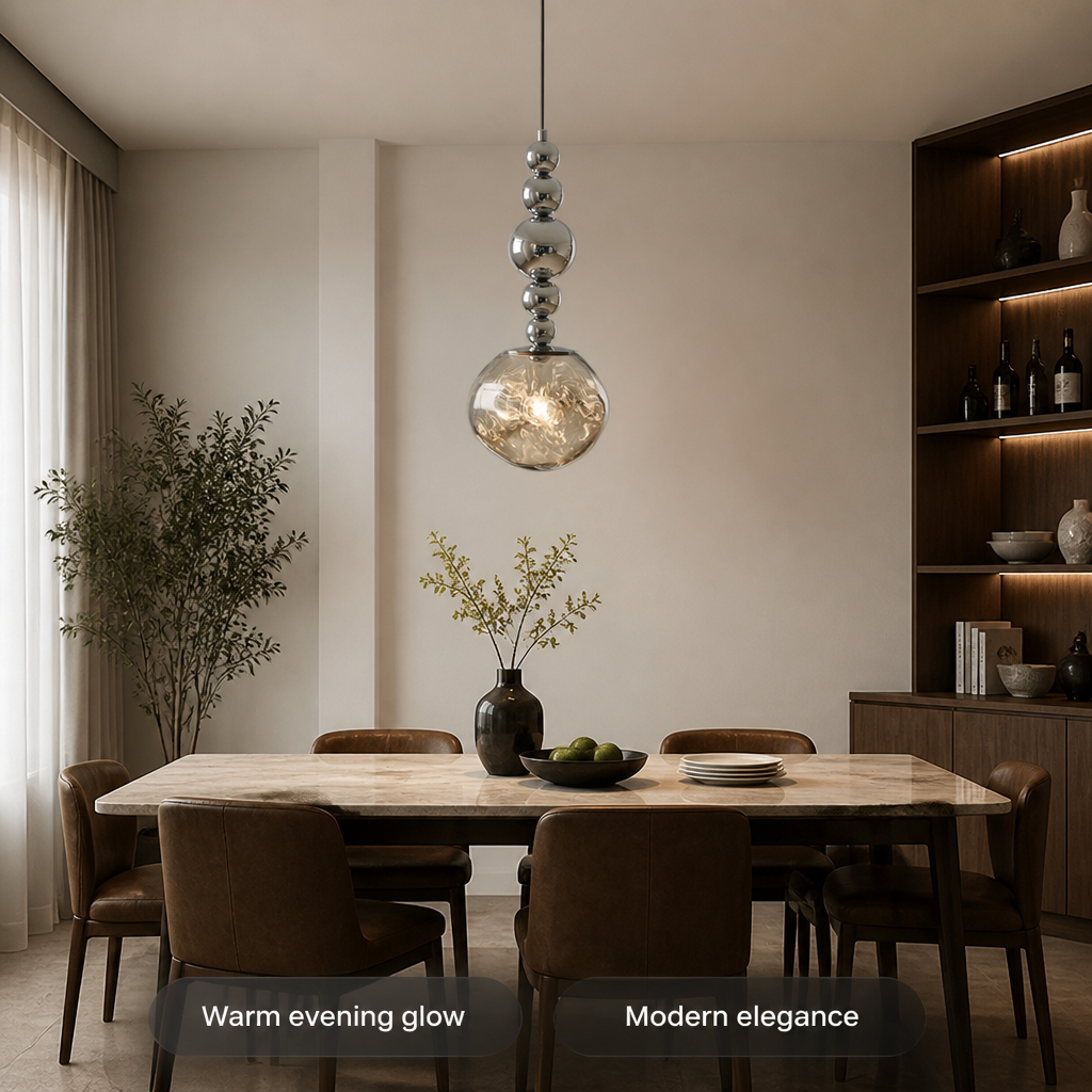 Modern Glass & Metal LED Pendant Light