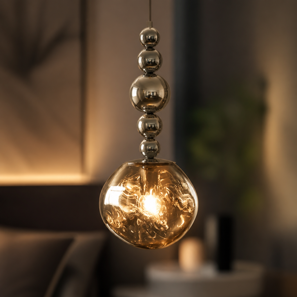 Modern Glass & Metal LED Pendant Light
