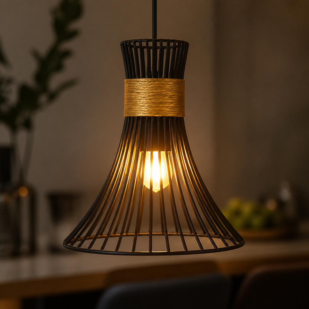 Modern Gold & Black Conical Pendant Light