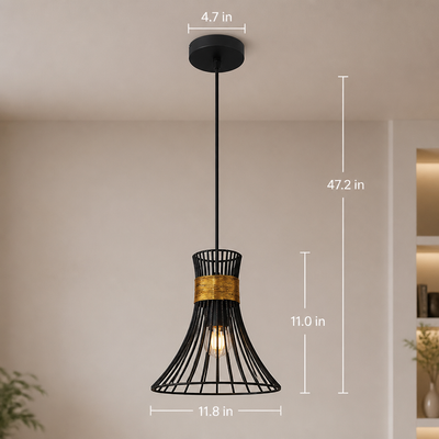 Modern Gold & Black Conical Pendant Light