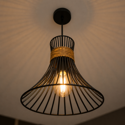 Modern Gold & Black Conical Pendant Light