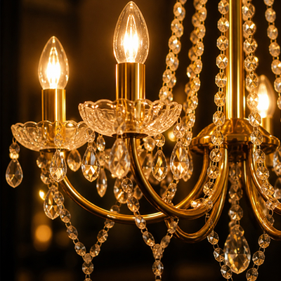 Modern Gold Crystal 6-Arm Chandelier