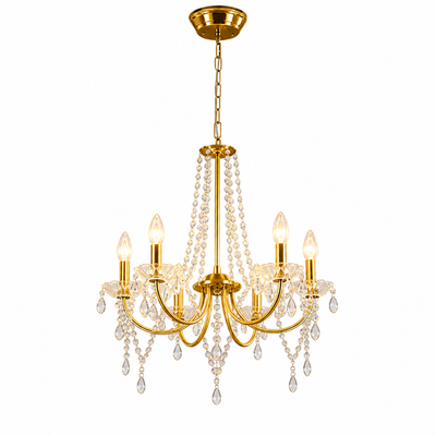 Modern Gold Crystal 6-Arm Chandelier