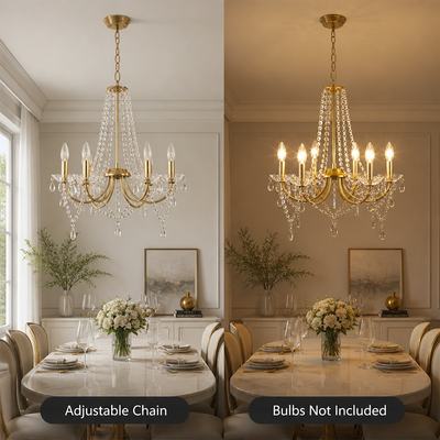 Modern Gold Crystal 6-Light Pendant Light