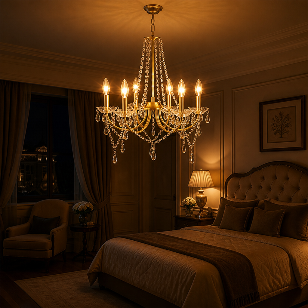 Modern Gold Crystal 6-Light Pendant Light