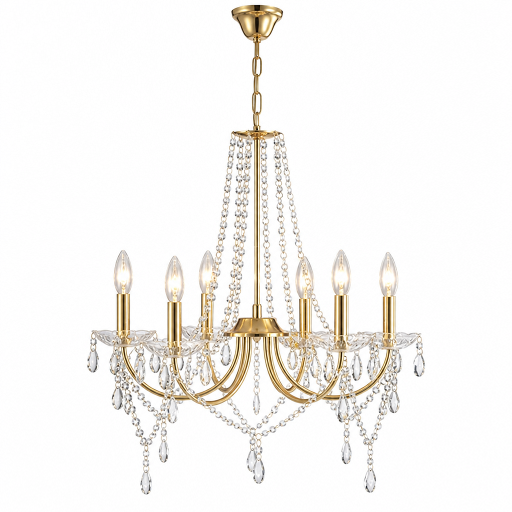 Modern Gold Crystal 6-Light Pendant Light