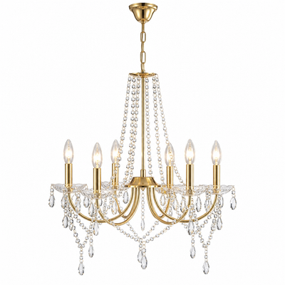 Modern Gold Crystal 6-Light Pendant Light