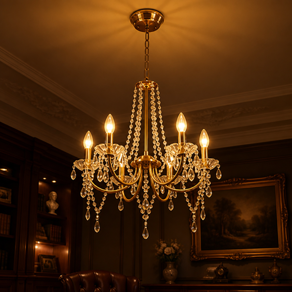 Modern Gold Crystal Candle-Style Chandelier