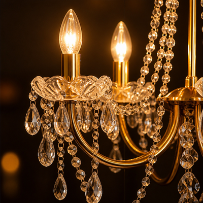 Modern Gold Crystal Candle-Style Chandelier