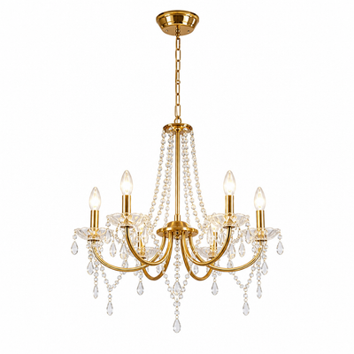 Modern Gold Crystal Candle-Style Chandelier