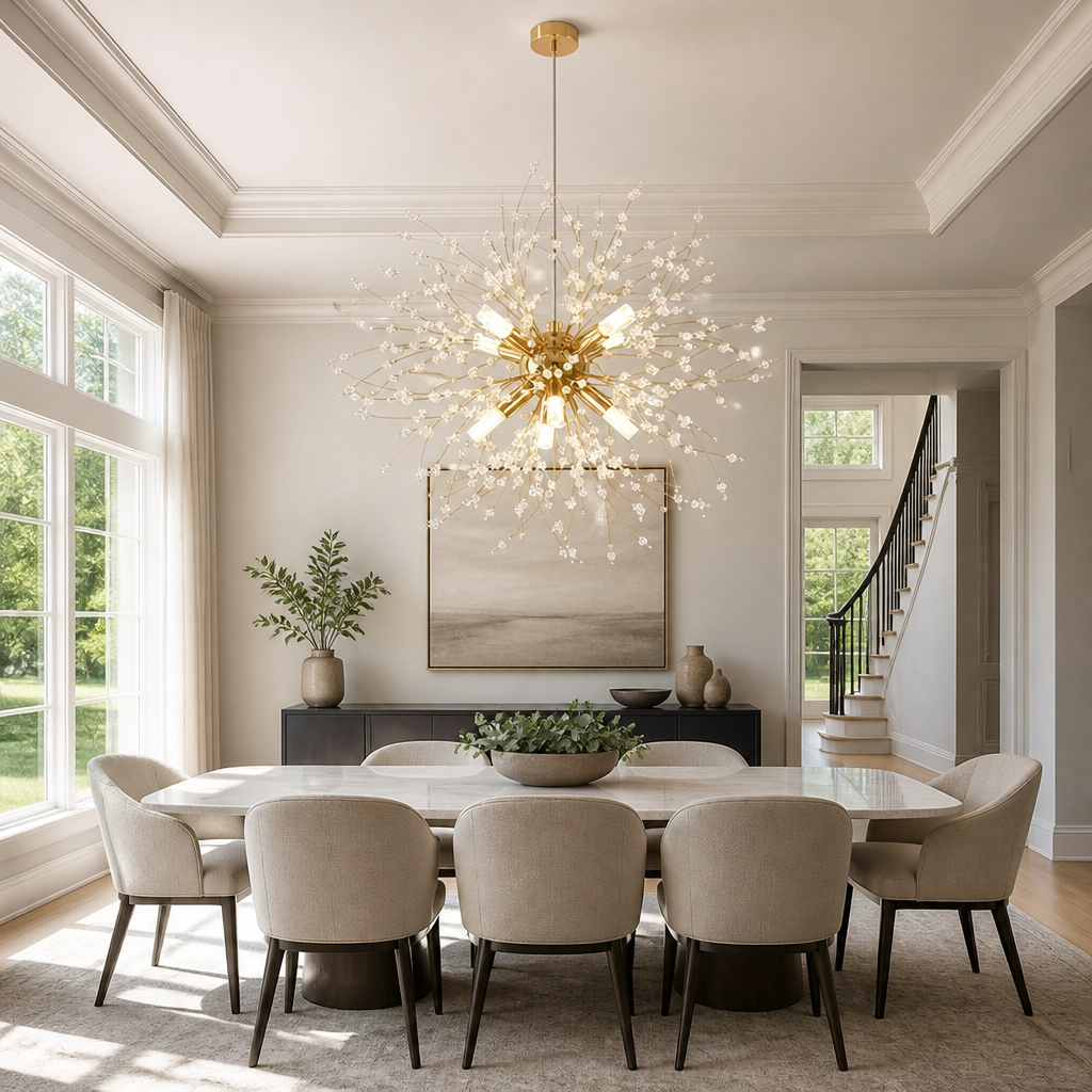 Modern Gold Crystal Dandelion Chandelier