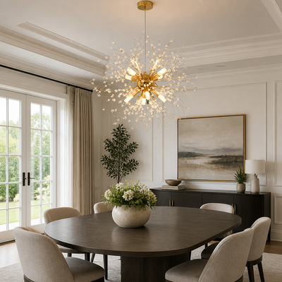 Modern Gold Crystal Dandelion Chandelier