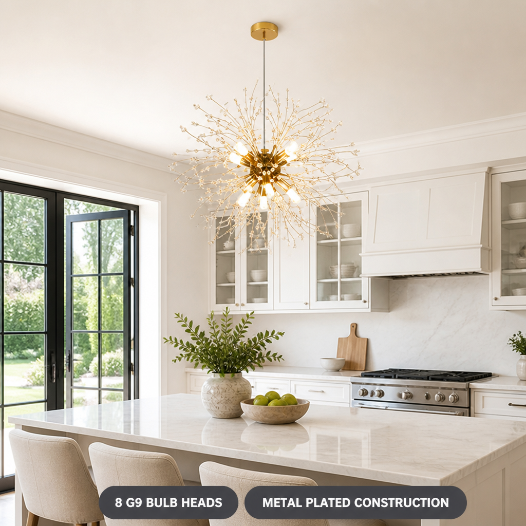 Modern Gold Crystal Dandelion Chandelier