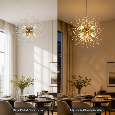 Modern Gold Crystal Dandelion Chandelier