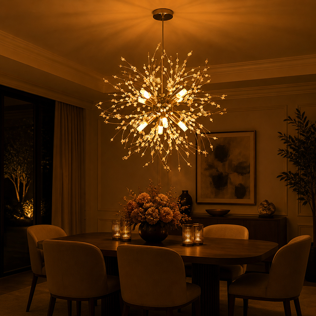 Modern Gold Crystal Dandelion Chandelier