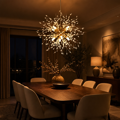 Modern Gold Crystal Dandelion Chandelier