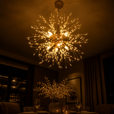 Modern Gold Crystal Dandelion Chandelier