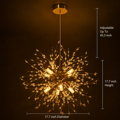 Modern Gold Crystal Dandelion Chandelier