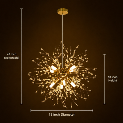 Modern Gold Crystal Dandelion Chandelier